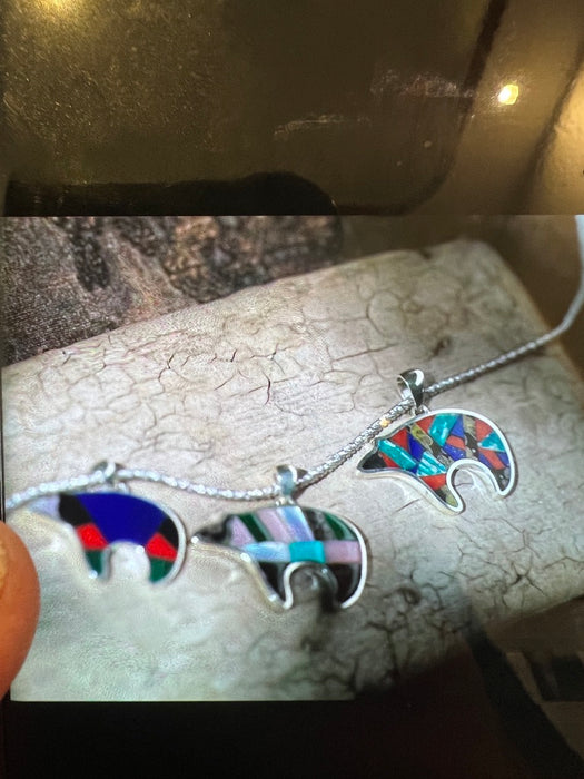 Inlaid Bear Pendants