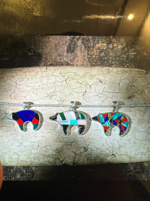 Inlaid Bear Pendants